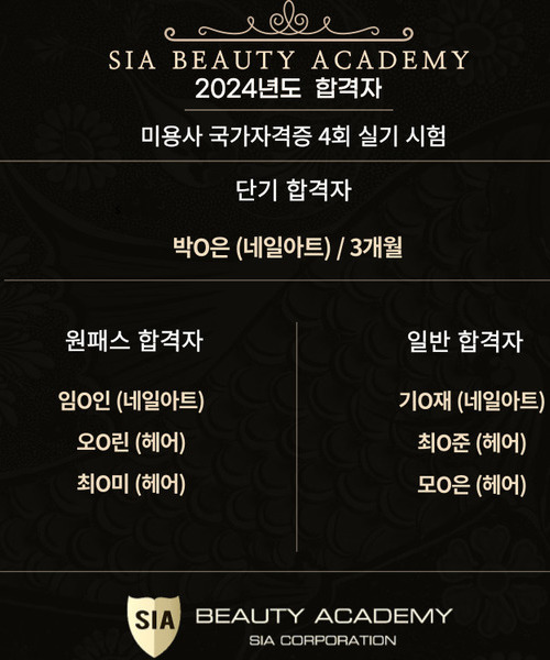 2024년도 미용사 국가자격증 제 4회 실기시험 합격자 명단